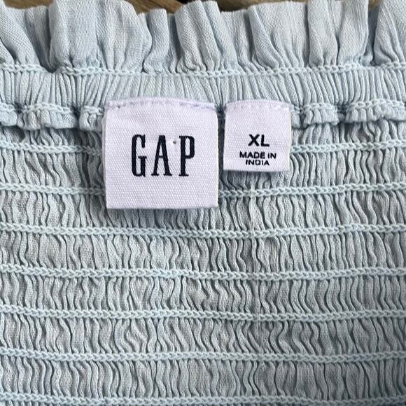 Gap Women's Puff Sleeve Smocked Peplum Top Essential Blue Size XL. NEW - Picture 6 of 7
